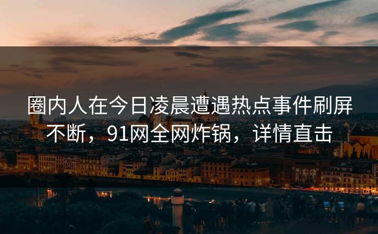 圈内人在今日凌晨遭遇热点事件刷屏不断，91网全网炸锅，详情直击